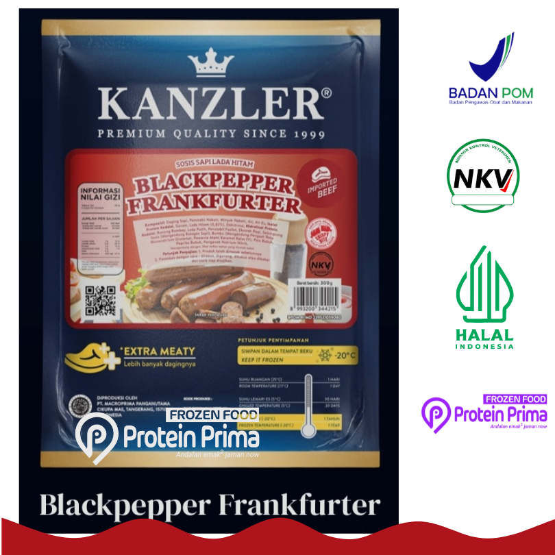 

Sosis Kanzler 250gr Beef Cocktail 500 gr klanzler sosis kanzler Bockwurst sosis Black Pepper kanzler Frankfurt 300gr