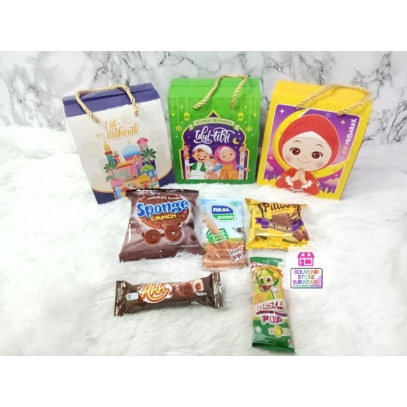 Bingkisan Lebaran || tas Lebaran || Hampers idul fitri || snack lebaran anak unik || Paket lebaran m