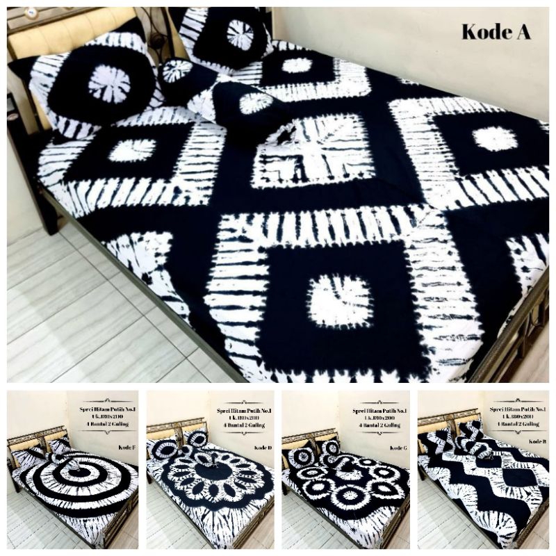 Sprei Batik Jumputan Ukuran 180x200 Katun Halus 4 Bantal 2 Guling Motif Batik Pekalongan