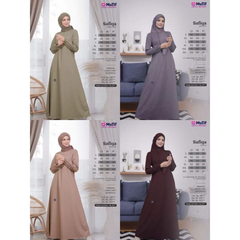 MUTIF SAFIQA (PALLATES KHAKI, NUDE CORK, DARK RED, PURPLE FLINT)