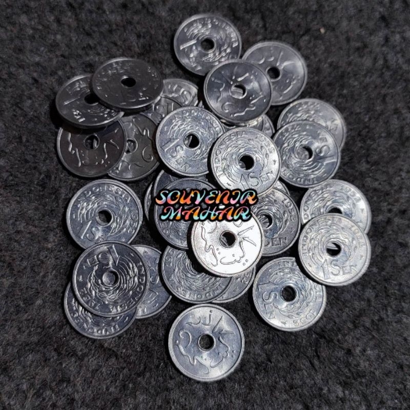 (Gress/Kinclong) Uang koin kuno 1 sen tahun 1952 jadul 1 sen alumunium mahar nikah 20 rupiah 2020