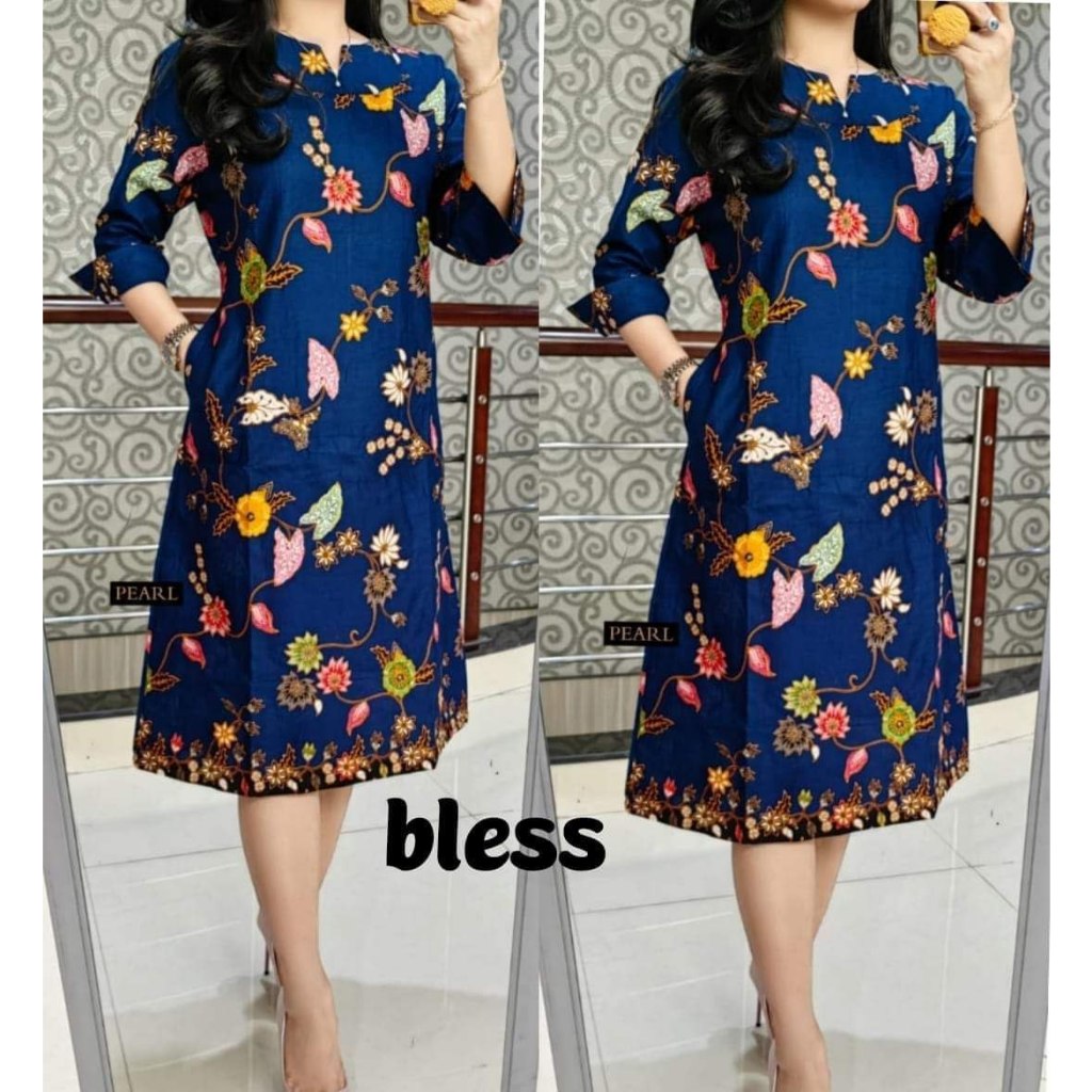 DISKON DRESS BATIK KOMBINASI MODEL TERBARU BAJU WANITA MODERN PAKAIAN PESTA CANTIK DAN ELEGAN JUMBO