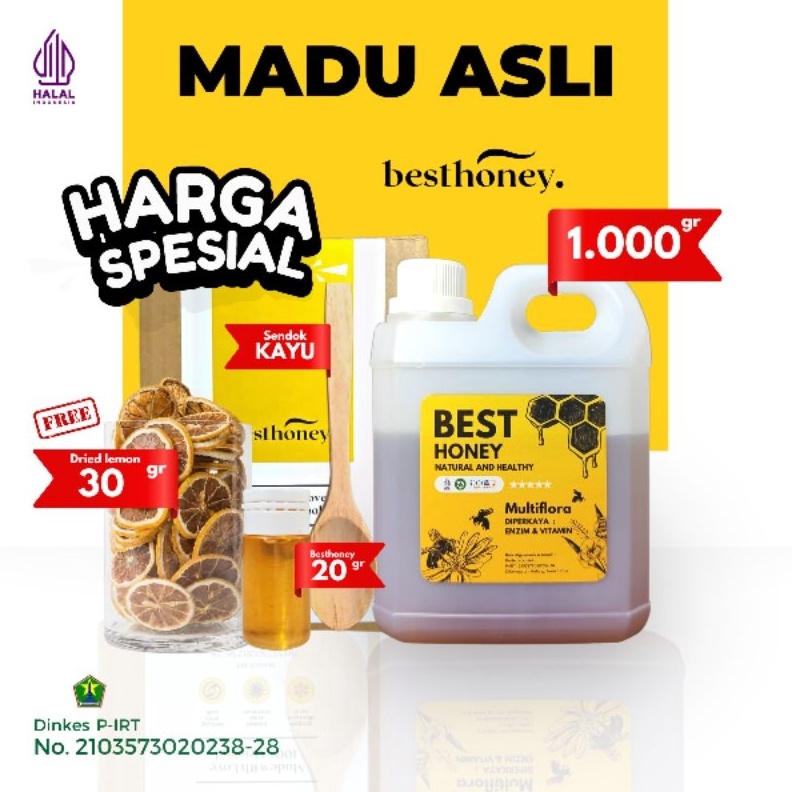 

GROSIR Best Honey Madu Asli Paket Bundling Sehat Madu Multiflora Original 1kg Dried Fruit