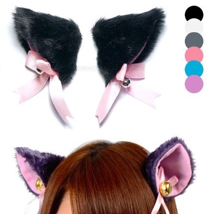 Terbaru Kawaii nekomimi JEPIT KUCING kucing neko cat hairpin black white gray