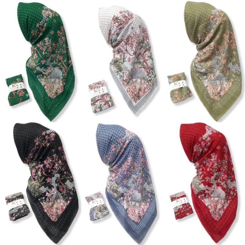 Motif AK1, AS1, AO1-AO3 Kerudung Segi Empat Jilbab Voal Motif Denai Voal Premium Terbaru