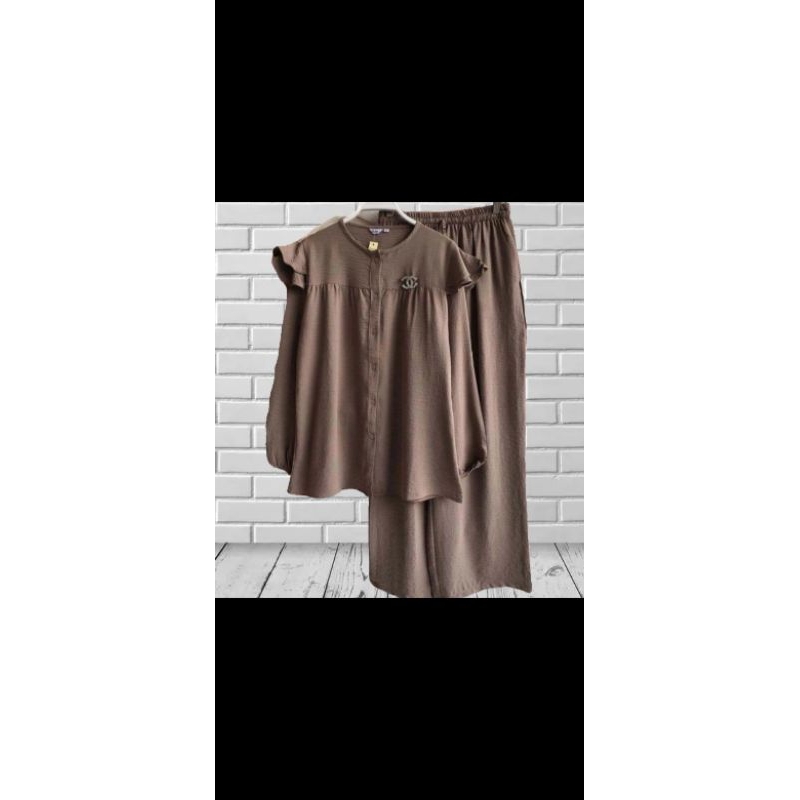 One set blouse kulot crinkle