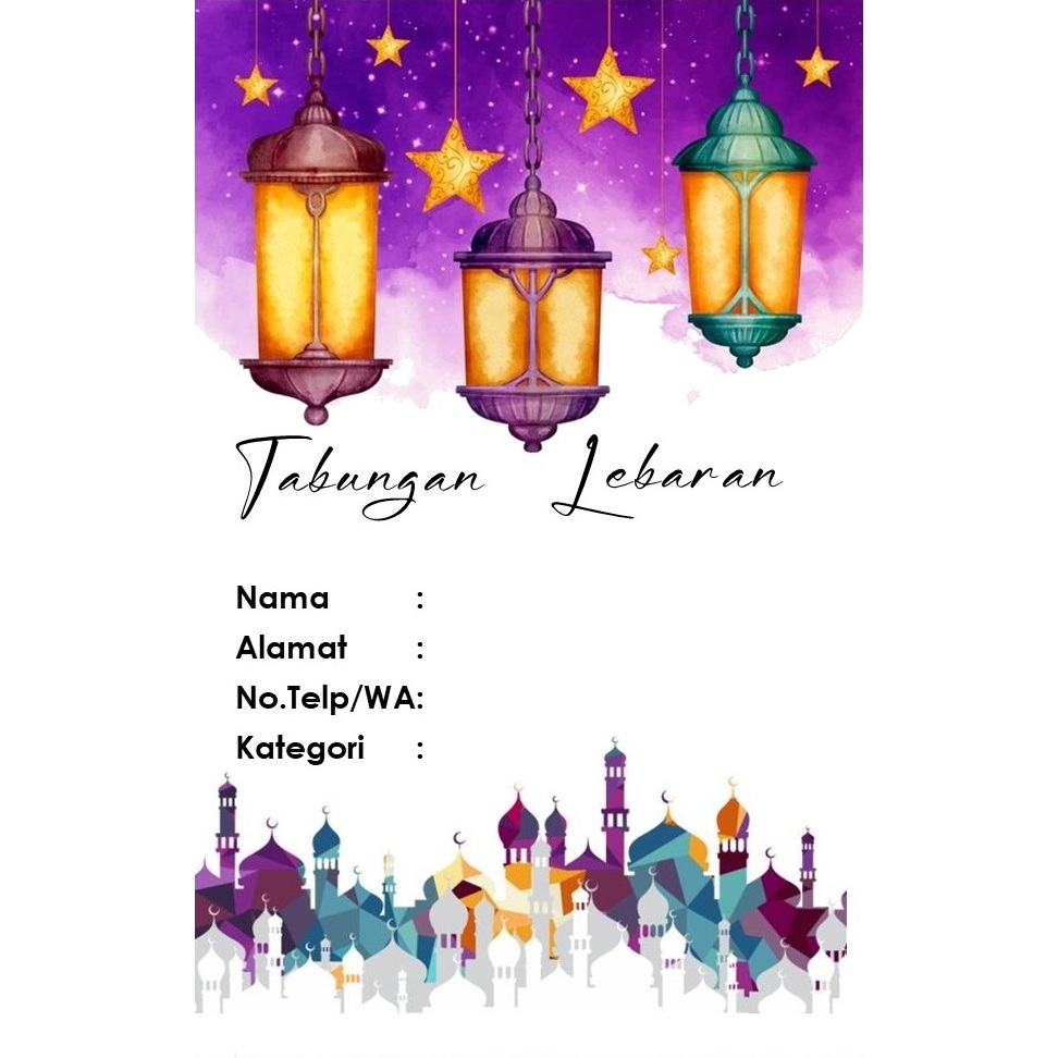 

TABUNGAN LEBARAN MOTIF LAMPION BINTANG UNGU UK 21X16 LIPAT2 CETAK BOLAK BALIK