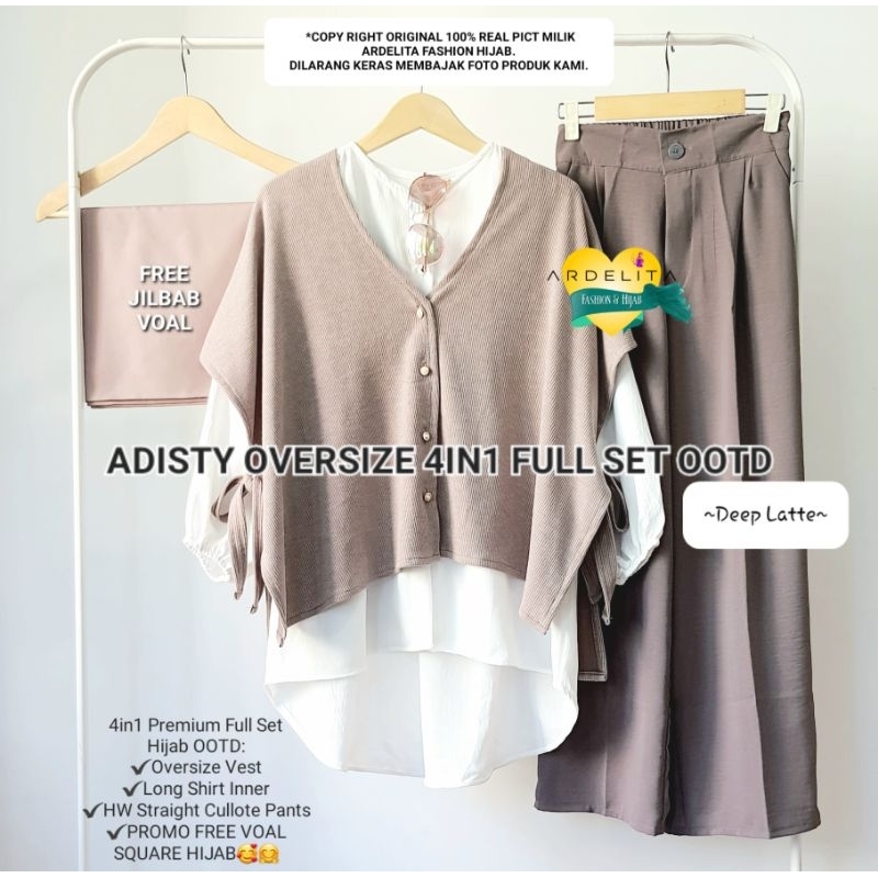 ADISTY OVERSIZE 4IN1 SET BAJU SETCEL LENGKAP PREMIUM SETELAN WANITA KEKINIAN ORIGINAL BY ARDELITA FA