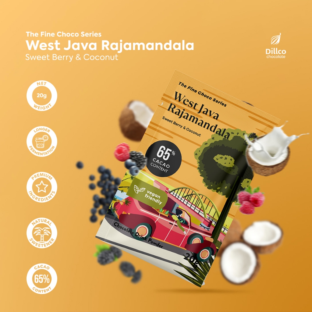 

DILLCO CHOCOLATE - Fine Choco Series West Java Rajamandala 20 Gram (Sachet). Bubuk Minuman Cokelat