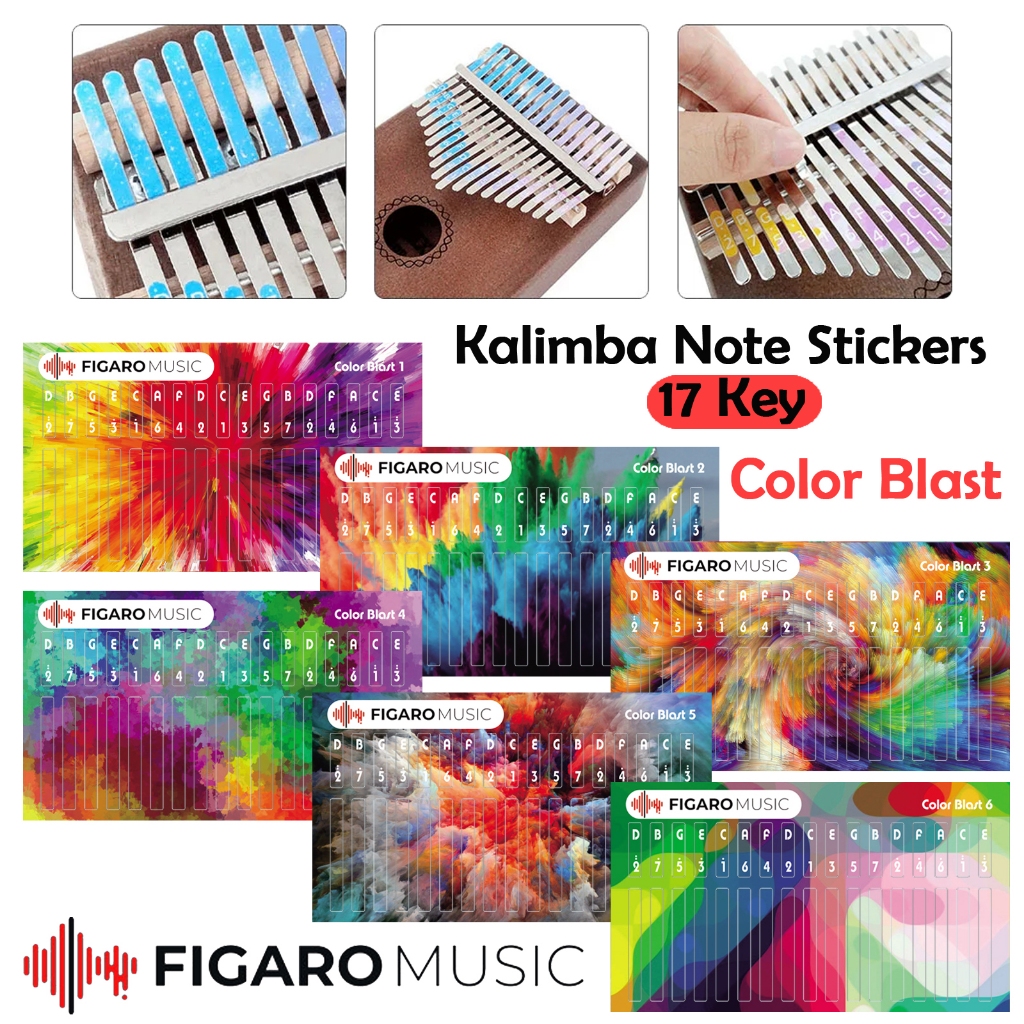 Sticker Kalimba 17 Keys / Stiker Kalimba - Seri Color Blast