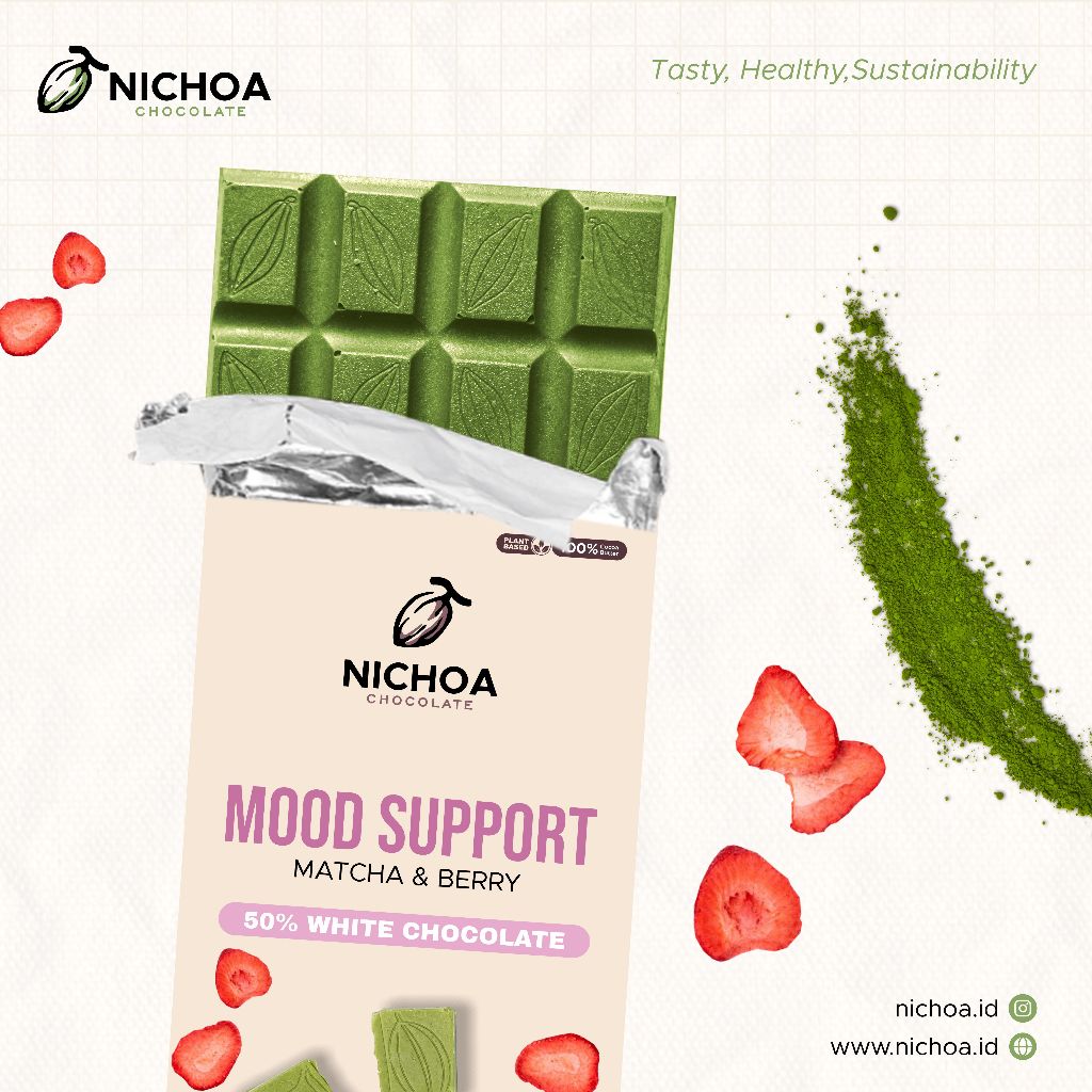 

Nichoa - Mood Support (Matcha & Berry) 50% White Chocolate