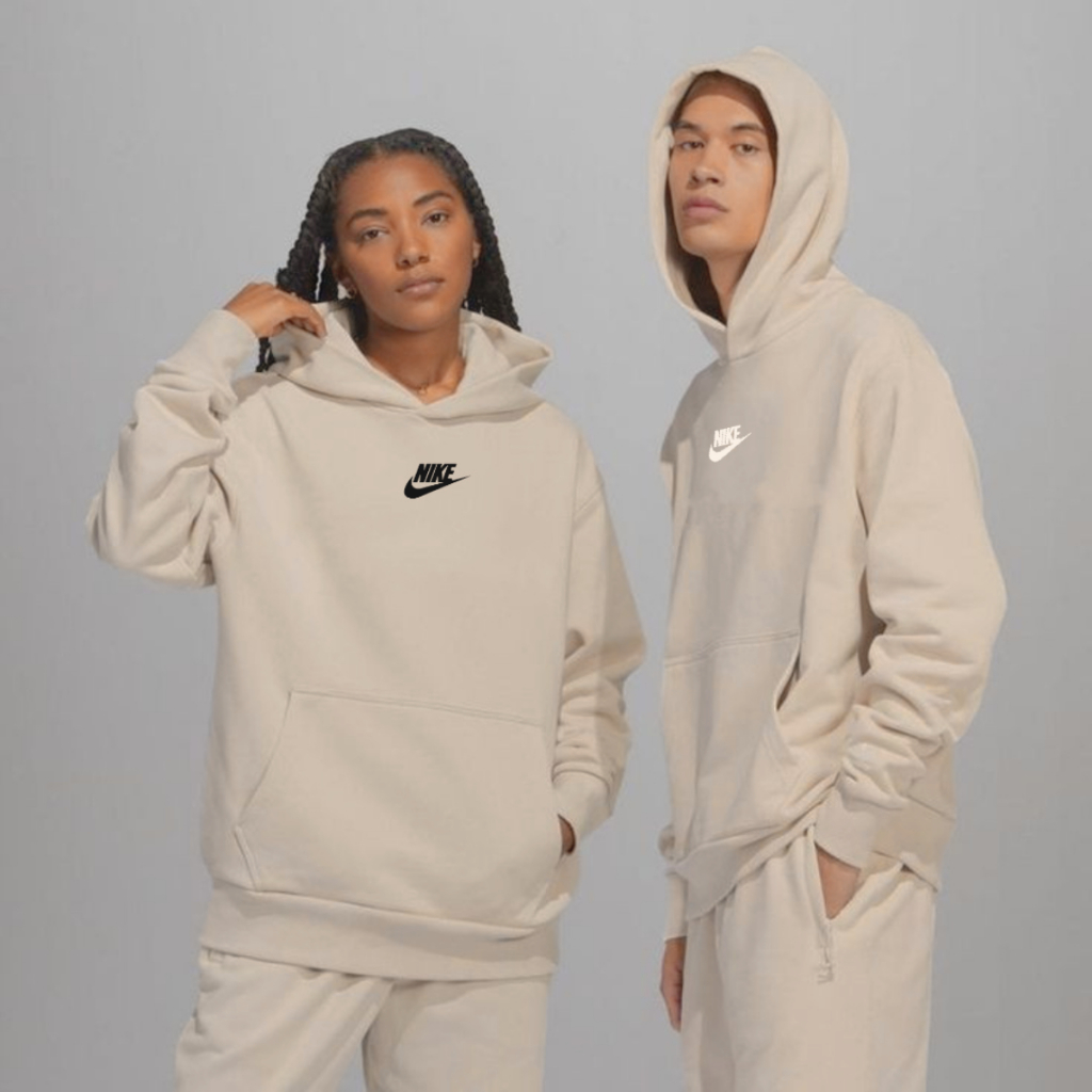 Sweater Hoodie Premium Fleece Logo Nike Cream Beige | Jaket Hoodie Distro | Pullover Hoodie Oversize