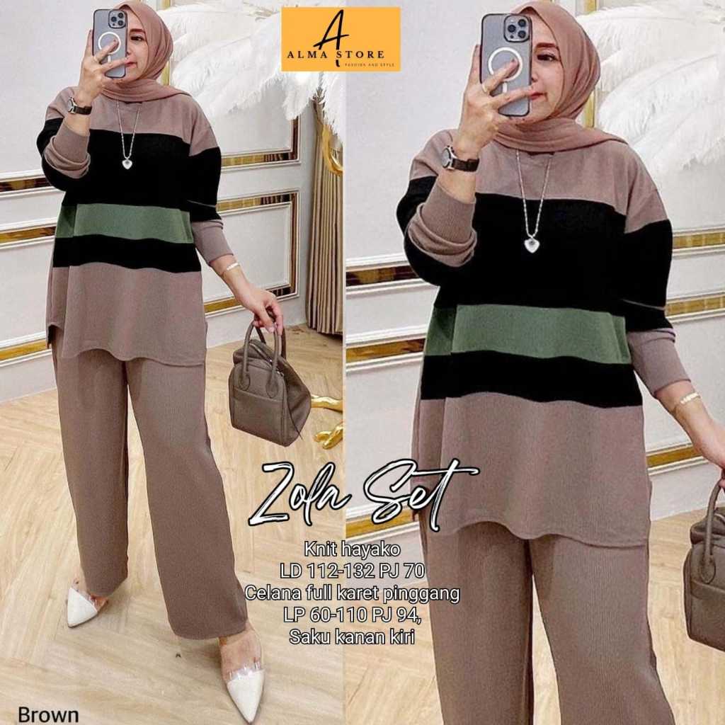 zola oneset 2in1 setelan stelan set 1set setcel atasan kaos kulot tebal melar polos jumbo big size x