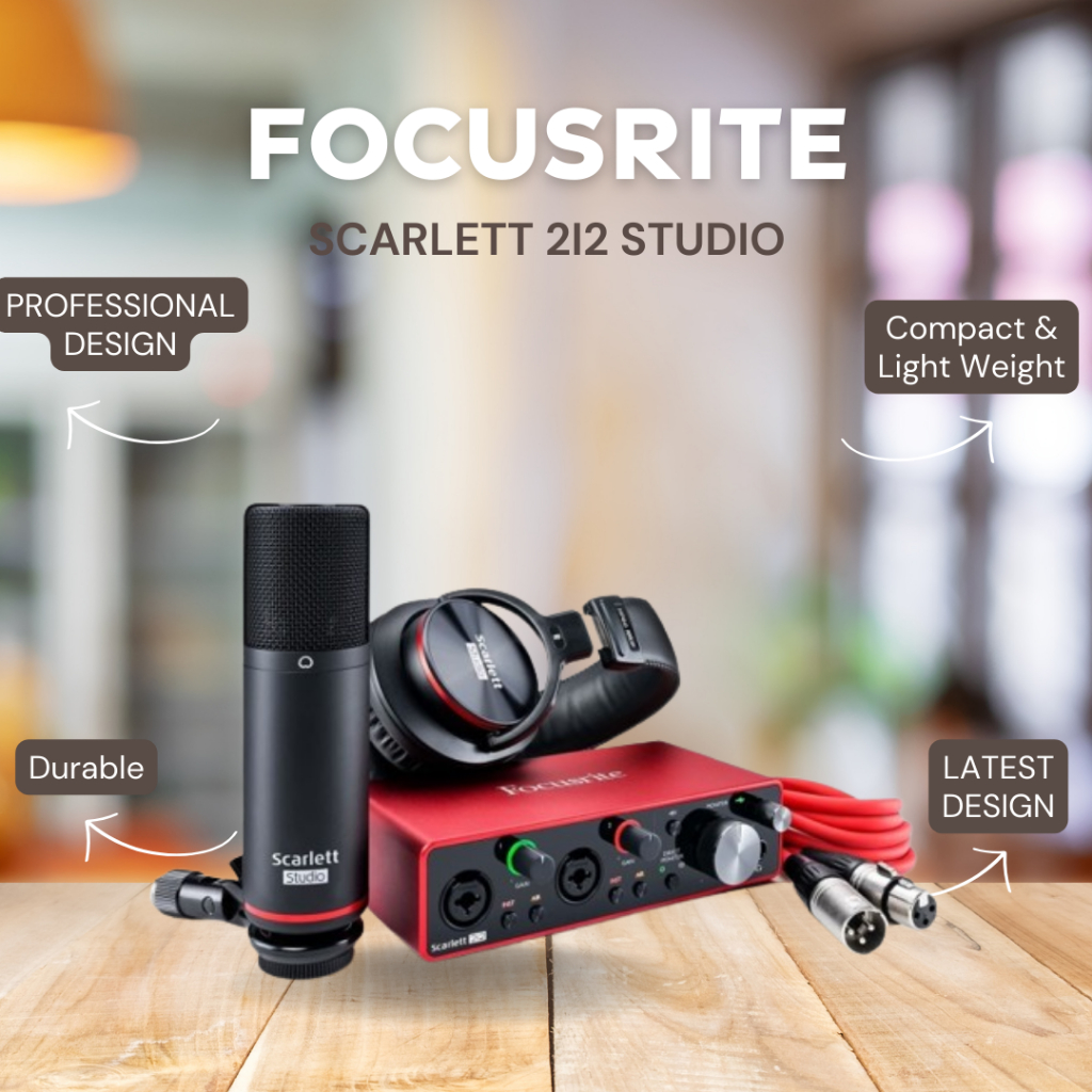 MIC CONDENSER FOCUSRITE SCARLETT 2i2 STUDIO PERFORMANCE FIGURE GARANSI RESMI FOCUSRITE