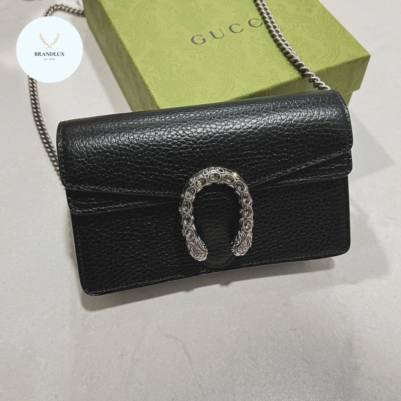 Gucci dionysus leather supermini bag in black