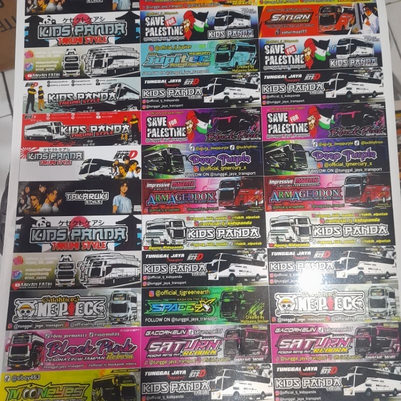 STIKER BUS BASURI TUNGGAL JAYA ORIGINAL ANTI AIR BELAKANGNYA PUTIH/STIKER BUS BASURI TUNGGAL JAYA OR