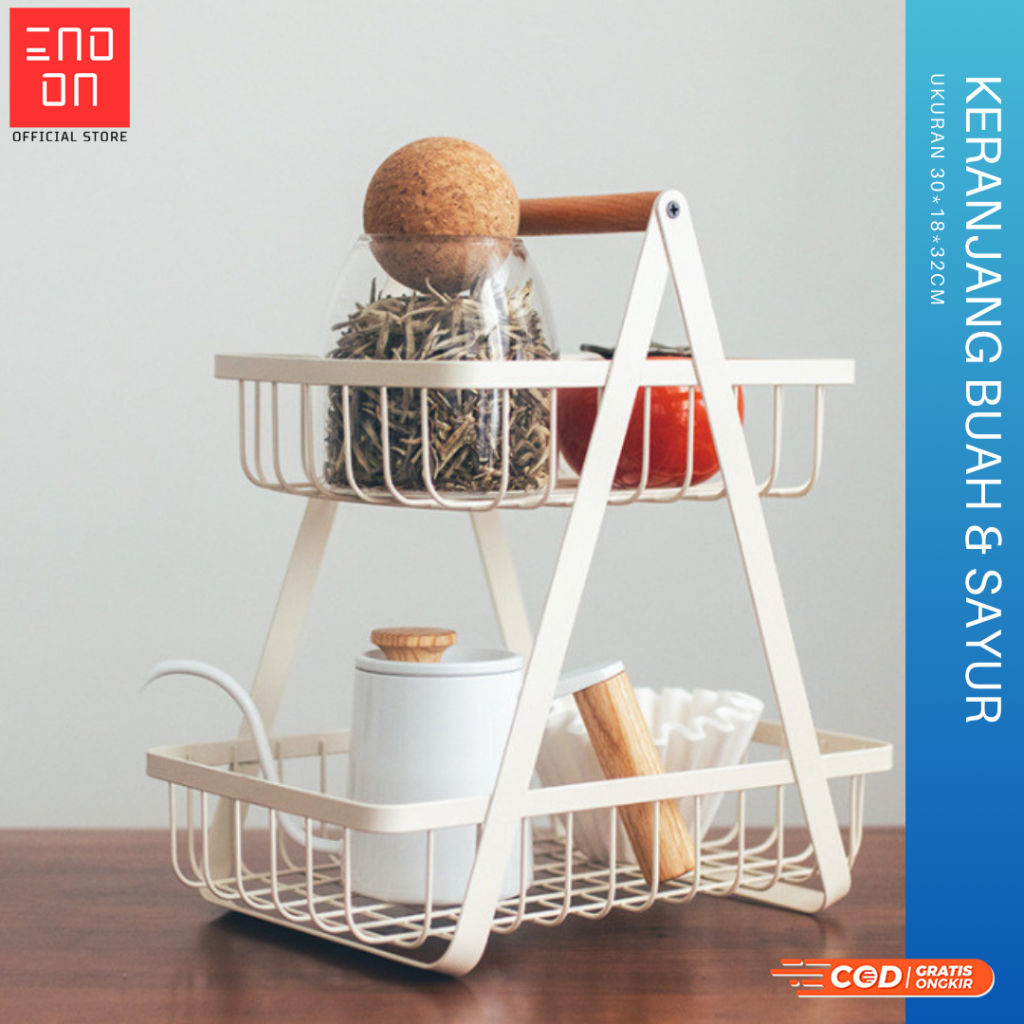 Rak Keranjang Susun Besi | Keranjang Susun Tempat Buah | Tempat Buah Buahan di Meja