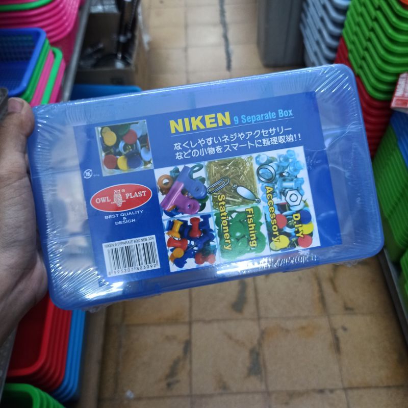 [WARNA SEKAT RANDOM] (M) NSB-324 OWL PLAST Niken Sparate 9 Sekat NSB-324 Kotak Perkakas Box Spare Pa