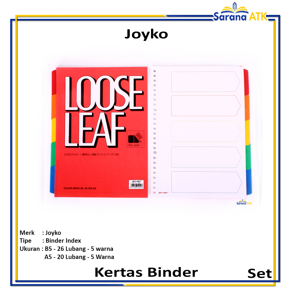 

Joyko - Pembatas Binder Index Joy Art 5 Warna - Set