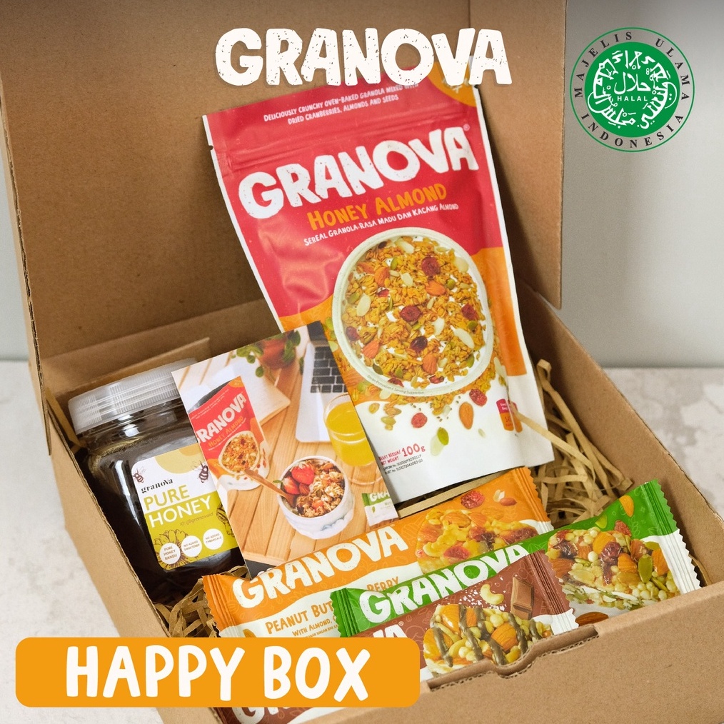 

Granova Paket Kado Hampers Gift Box 1 pc Madu Randu 24gr 1 pcs Granola 1gr Pilih Rasa 3 pcs Snackbars Semua Rasa Happy Box murah