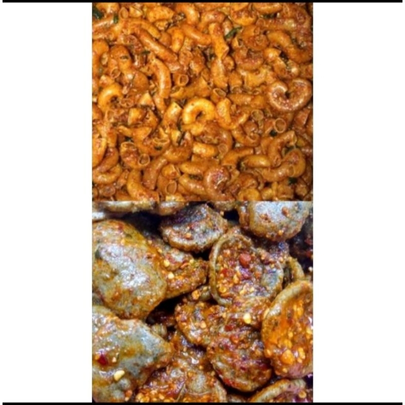 

krupuk seblak mix,rafael,jengkol, macaron, bawang