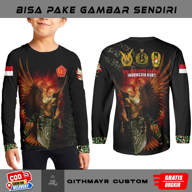kaos anak TNI AD / baju TNI AL / kaos TNI AU / baju loreng TNI kaos olahraga bahan premium lengan pa