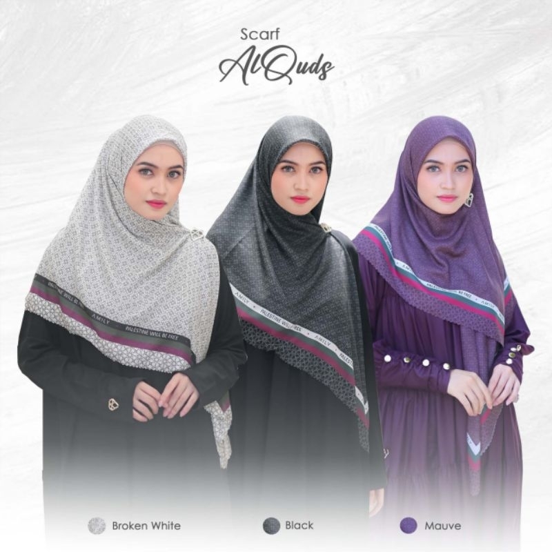 [Agen Resmi] Scarf AlQuds by Amily Hijab Laser Cut size 125 & 140 segi empat voal