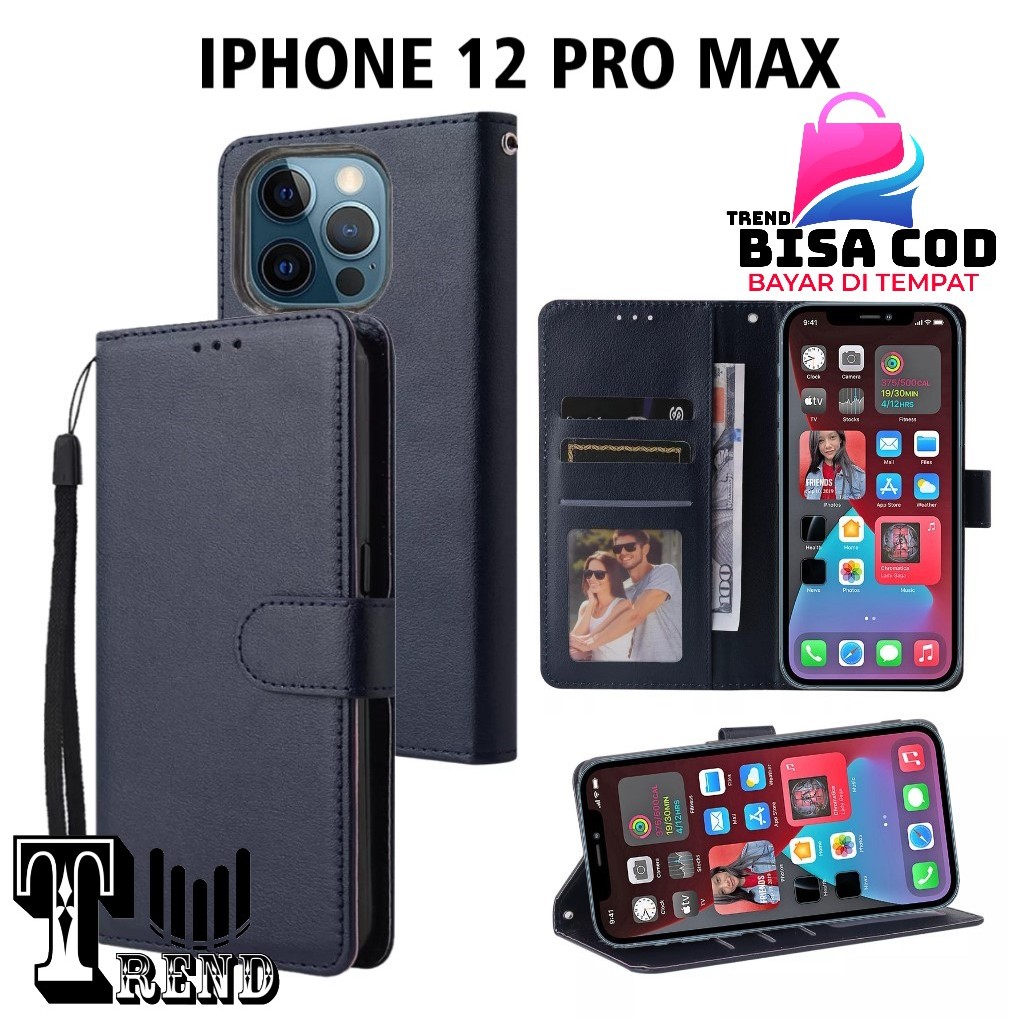 LEATHER CASE FLIP IPHONE 12 PRO MAX - FLIP CASE KULIT UNTUK IPHONE 12 PRO MAX