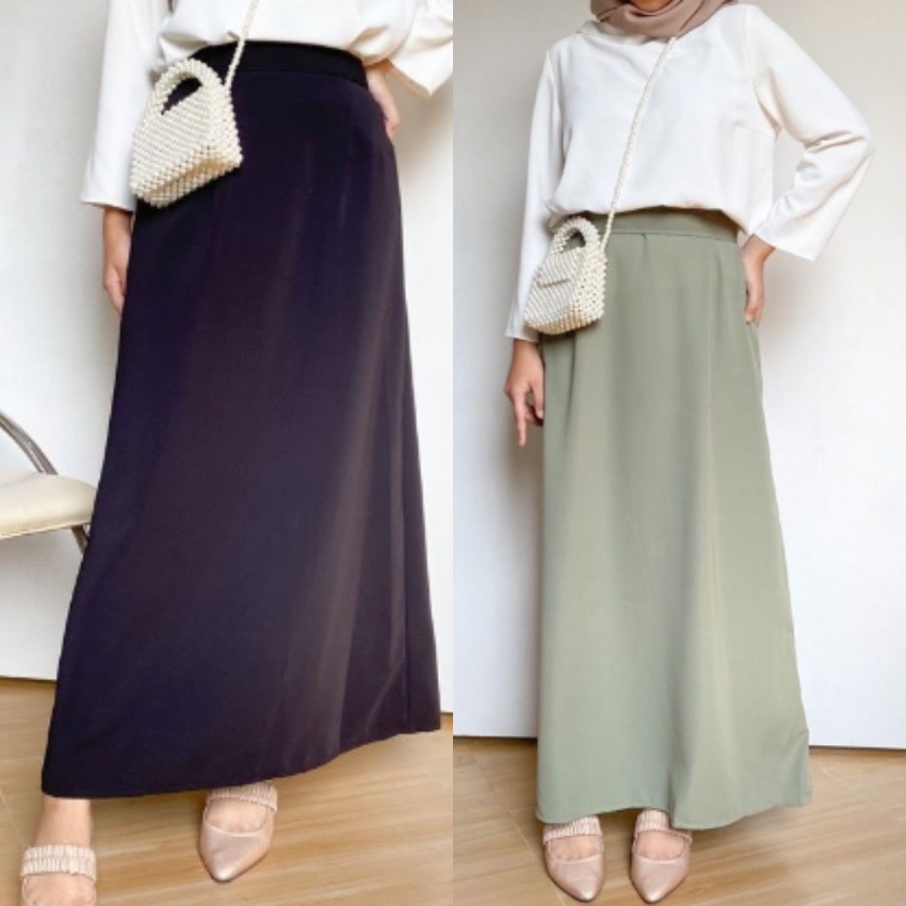 ROK PANJANG POLOS - ROK POLOS PANJANG - Rok A Panjang -  Rok A line - Rok Polos Bahan Shakila