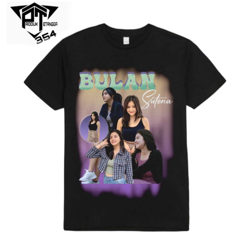 KAOS BAJU BULAN SUTENA - TSHIRT COTTON ARTIS PENYANYI - HITAM PRIA WANITA DEWASA