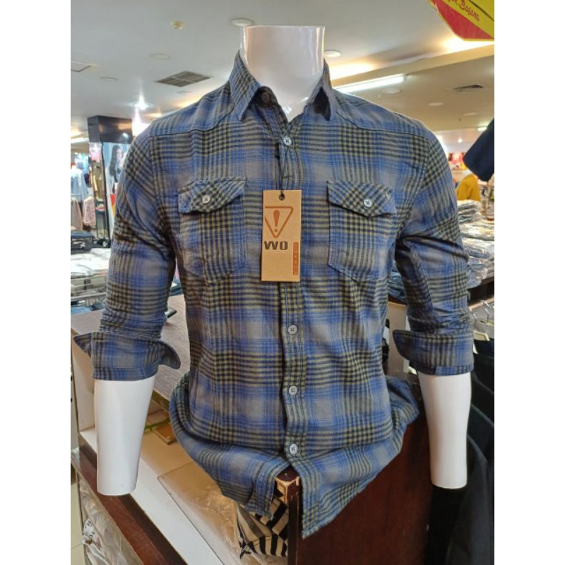 KEMEJA WATCHOUT PRIA ORIGINAL TERBARU PROMO LENGAN PANJANG NAVY