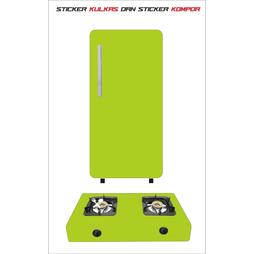 STIKER KULKAS 1 PINTU+STIKER KOMPOR 2 TUNGKU MOTIF POLOSAN TERMURAH DAN TERLARIS