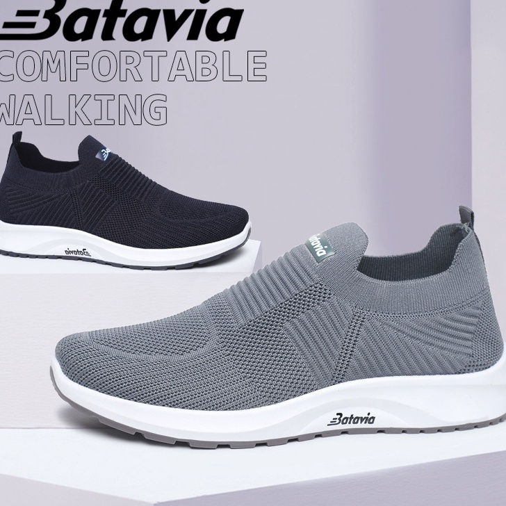 Terlaris dan Termurah CODBatavia GROSIR sepatu pria rajut sepatu pria sepatu tanpa tali hitam Sepatu