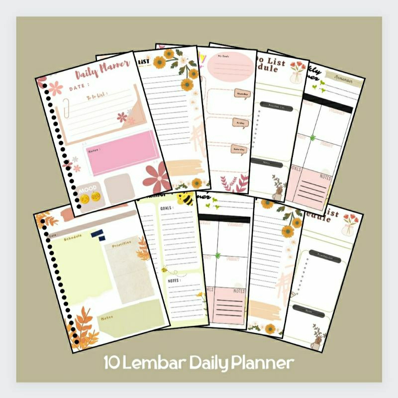 

Isi 10 Lembar Loose Leaf Isi Binder A5 Daily Planner Full Color