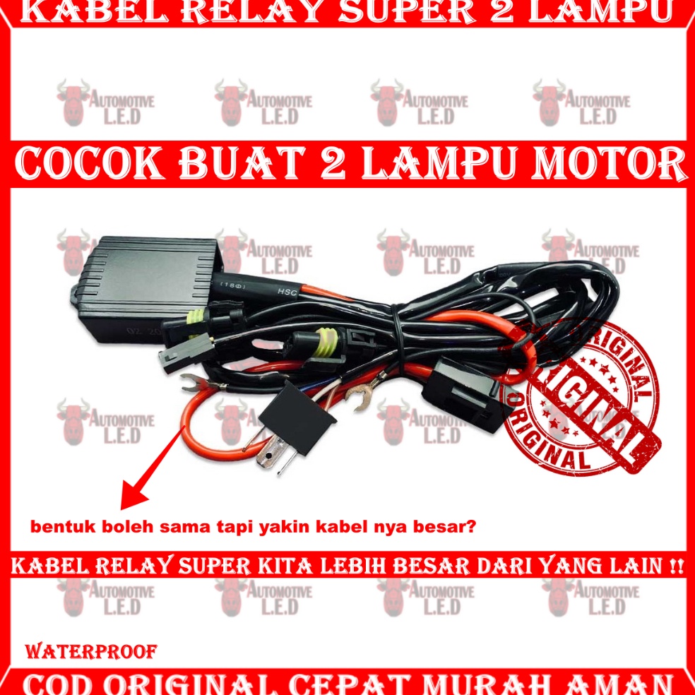 Menarik ORIGINAL KABEL RELAY BILED MOBIL RELAY SUPER 2 BILED  KABE RELAY HID MOBIL KABEL 2 LAMPU