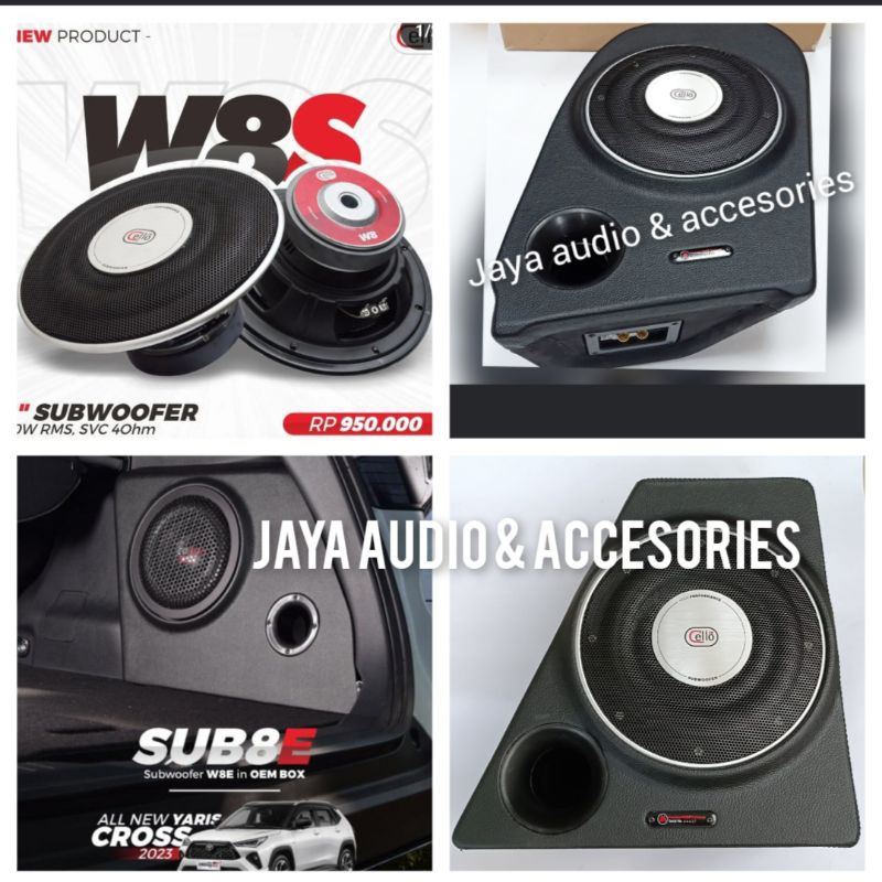 Subwoofer Pnp Cello 8inch W8S Fortuner-Inova-Pajero-Raize-Rocky-Avanza Xenia 2023-Ertiga XL7-HRV-Yar