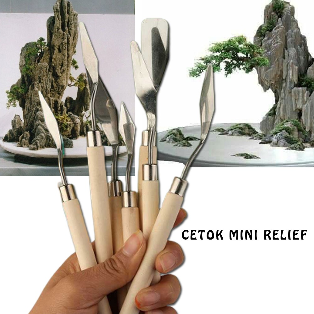 Gio77 Sendok Semen Cetok Mini Kecil Pembuat Relief Pot Bonsai Bangunan Taman dsb