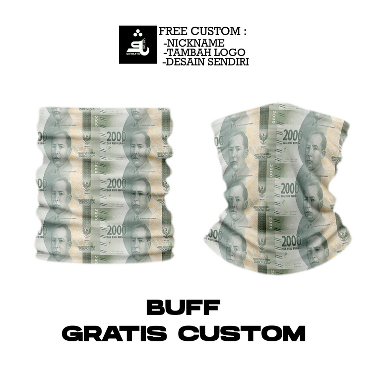 BUFF UANG 2 RIBU RUPIAH | MASKER BANDANA UANG 20 RIBU | BAFF UANG 50 RIBU | BUFF MOTIF UANG SERATUS 