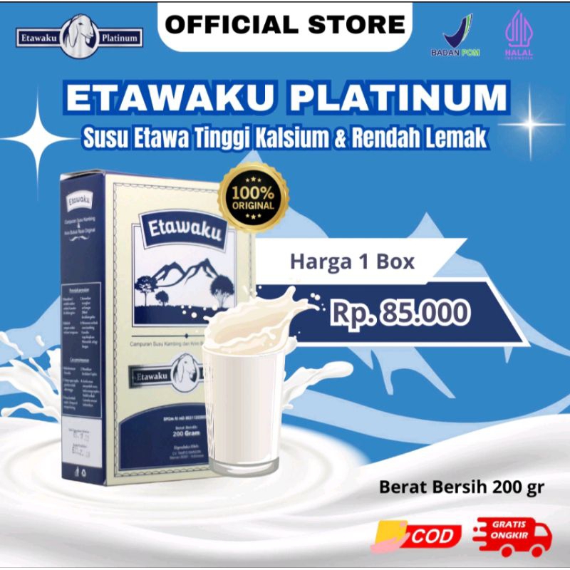 

ORIGINAL| SUSU ETAWAKU PLATINUM|SUSU KAMBING MURNI RENDAH GULA UNTUK NYERI SENDI TANPA BAHAN PENGAWET ko