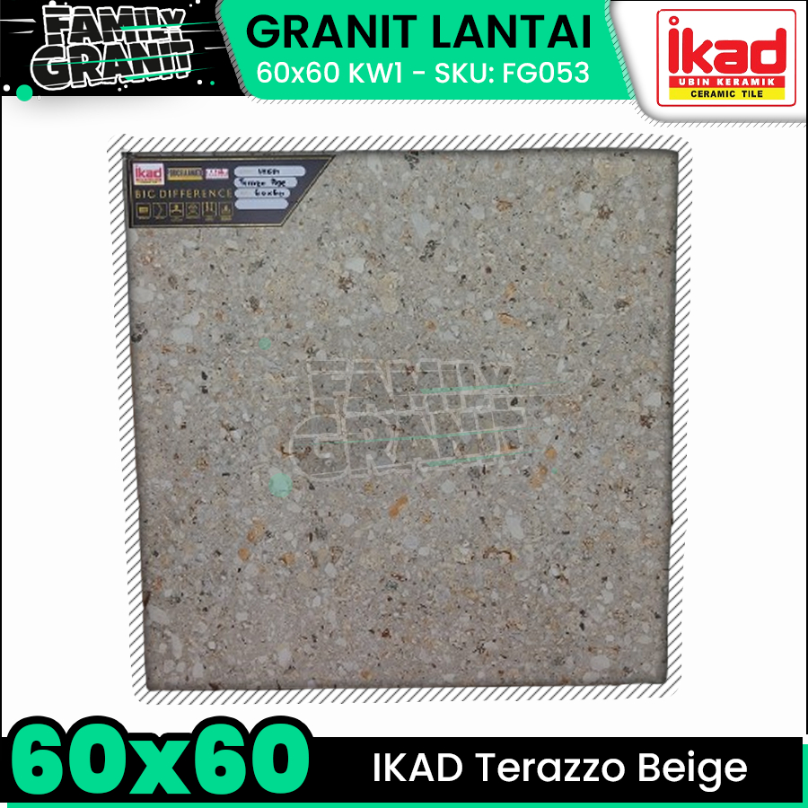 Granit Teras 60x60 Kasar IKAD Terazzo Beige Matte Garasi / Karpot KW1