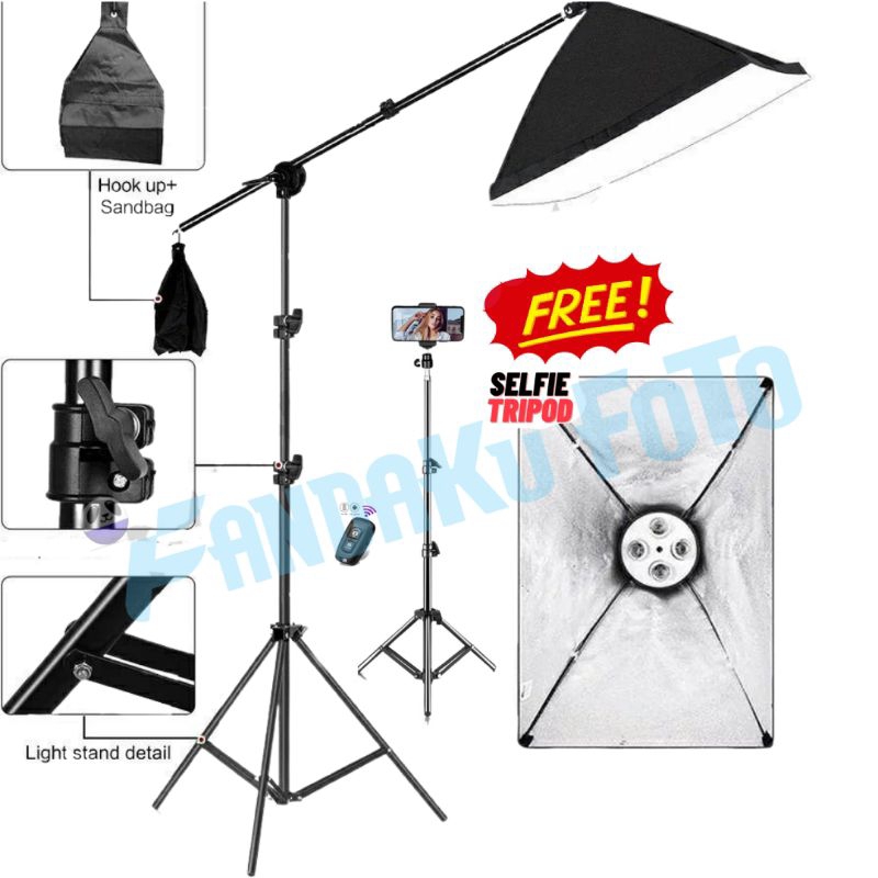Paket softbox 4 socket dengan boom arm