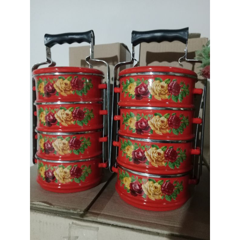 Food Carrier Rantang Enamel, panda   susun 4