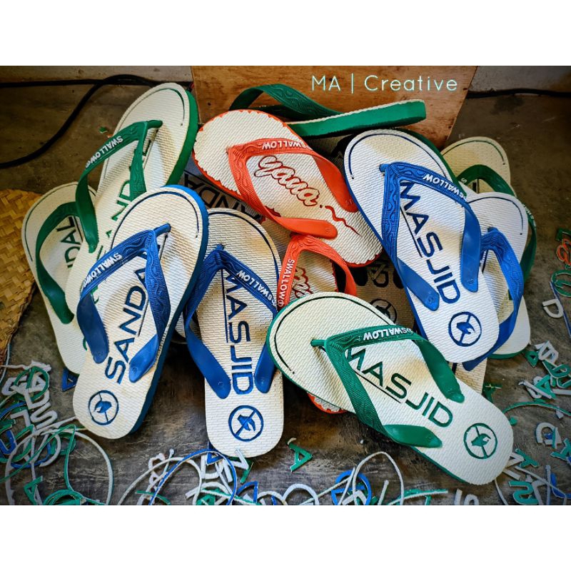 Sandal jepit ukir | Sandal ukir nama/tulisan | Sandal swallow | Sandal costum