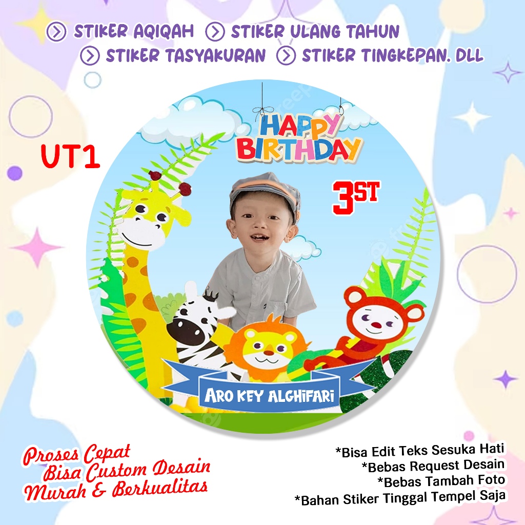 

Stiker Tasyakuran Aqiqah / Stiker Ulang Tahun / Nama Bayi / Undangan