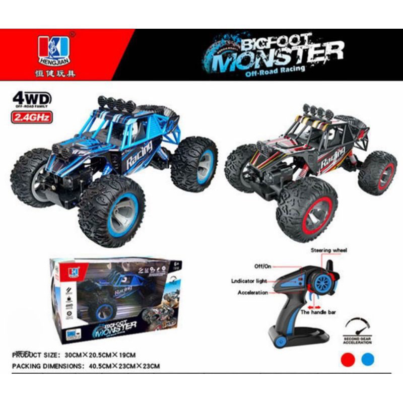 rc bigfoot mainan remote kontrol jeep PROPO bisa atur kecepatan ukuran besar 4 x 4 WD