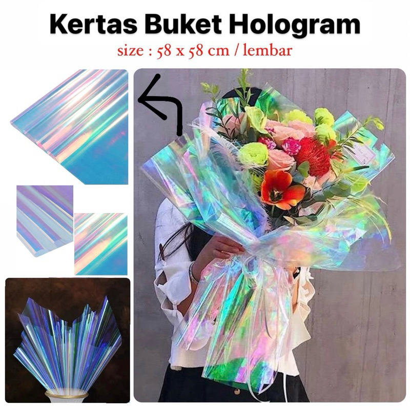 

KERTAS BUNGA HOLOGRAM PELANGI WARNA WARNI SILVER/WRAPPING PAPER/ WRAP BUNGA/FLOWER BOUQUET