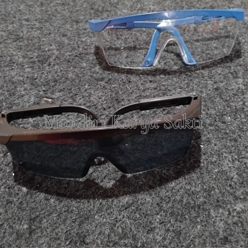 kacamata safety transparan | safety grey / hitam bening | kacamata anti pecah safety gerinda