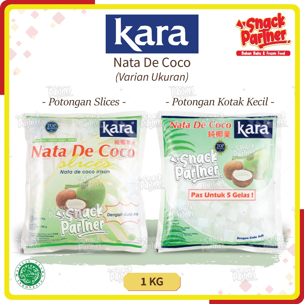 

KARA - NATA DE COCO 1 KG - Potongan Slice Slices & Kotak Kecil Pouch 1KG