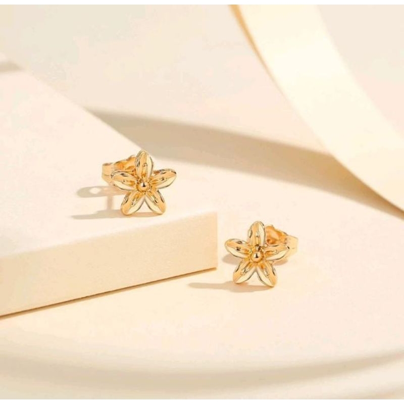Jewelry Anting Tusuk Bentuk Bahan Titanium Steel Anting Kecil Bunga Wanita Lapis