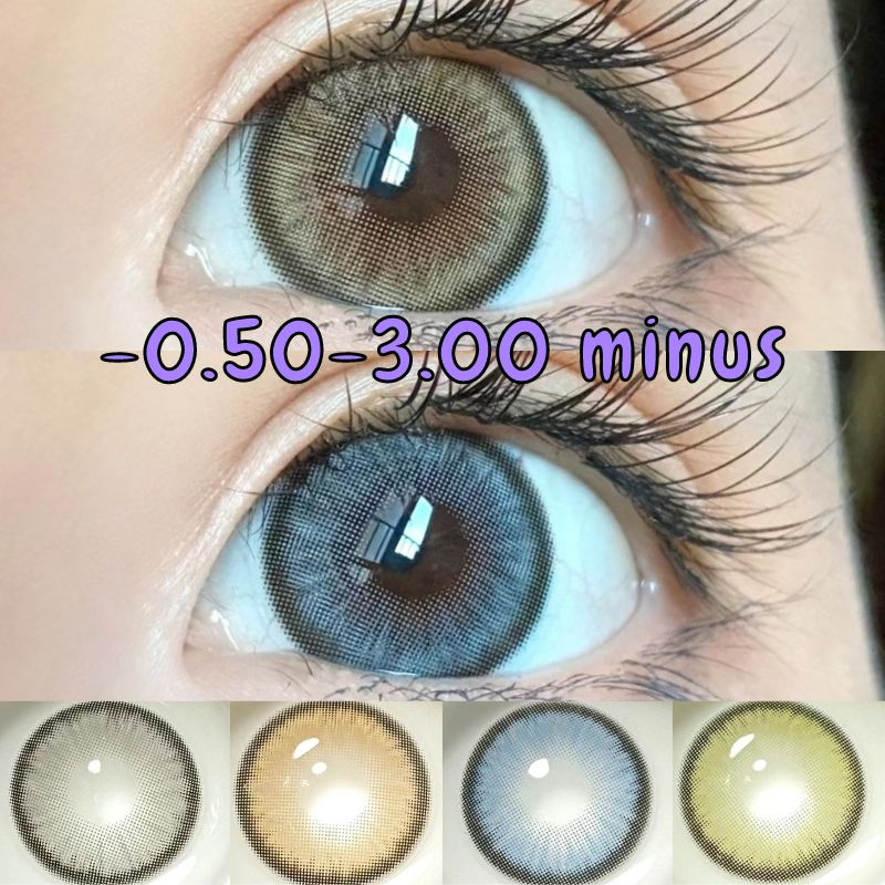 MYSTICEYES SOFTLENS DAWN SERI GREY BROWN GREEN BLUE  COLOR LENSA KONTAK MINUS 0.50-3.00 14.5 MM